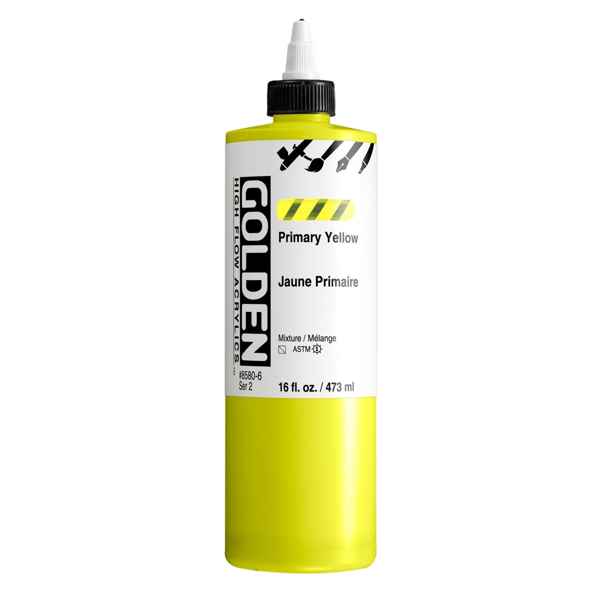 Golden High Flow Acrylic Primary Yellow 16 oz - The Merri Artist - merriartist.com