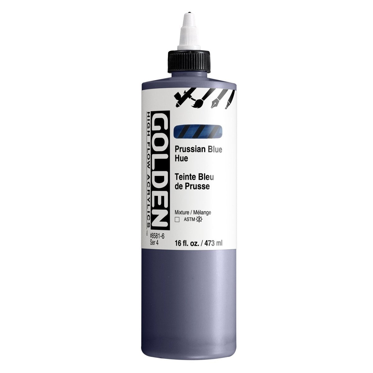 Golden High Flow Acrylic Prussian Blue Hue 16 oz - The Merri Artist - merriartist.com