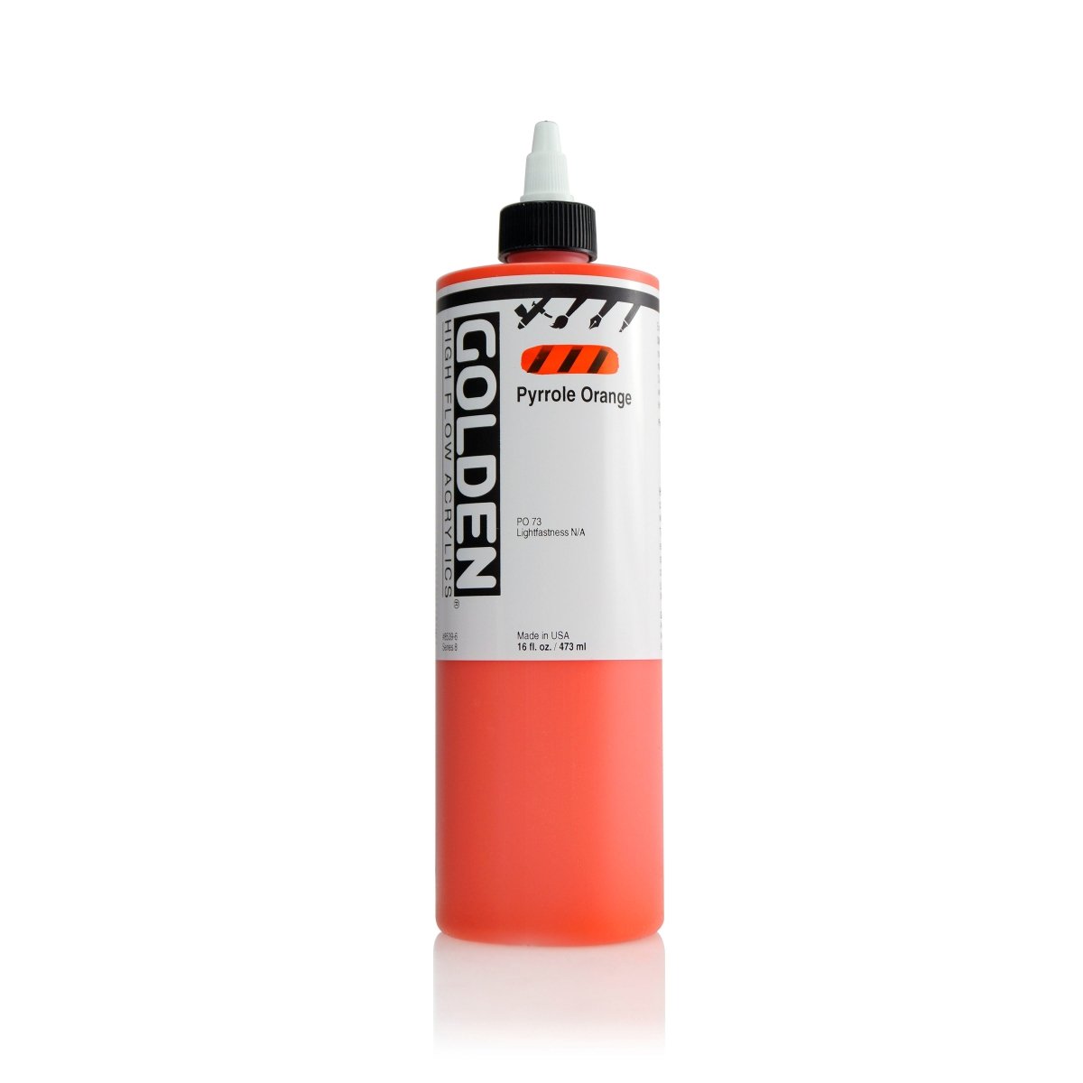 Golden High Flow Acrylic Pyrrole Orange 16 oz - The Merri Artist - merriartist.com