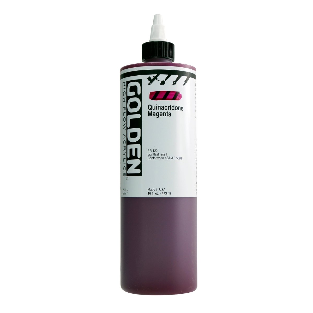 Golden High Flow Acrylic Quinacridone Magenta 16 oz - The Merri Artist - merriartist.com