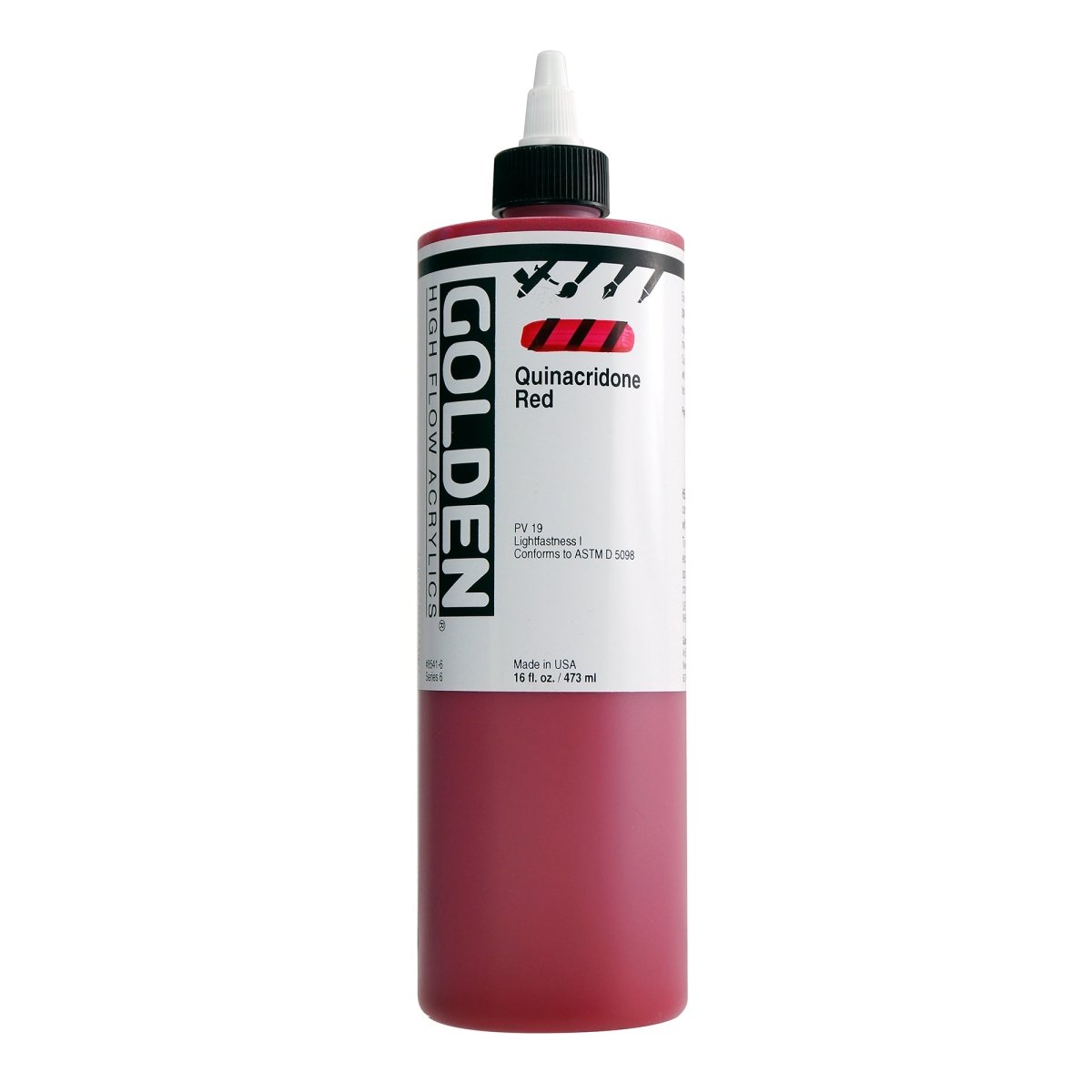 Golden High Flow Acrylic Quinacridone Red 16 oz - The Merri Artist - merriartist.com