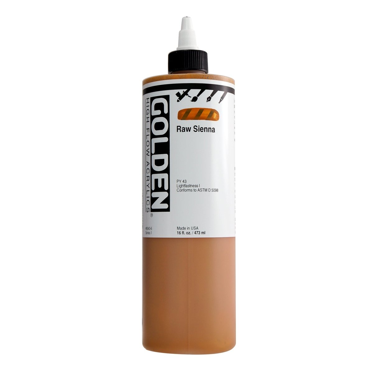 Golden High Flow Acrylic Raw Sienna 16 oz - The Merri Artist - merriartist.com