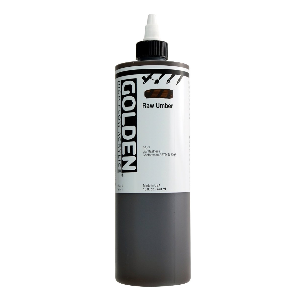 Golden High Flow Acrylic Raw Umber 16 oz - The Merri Artist - merriartist.com