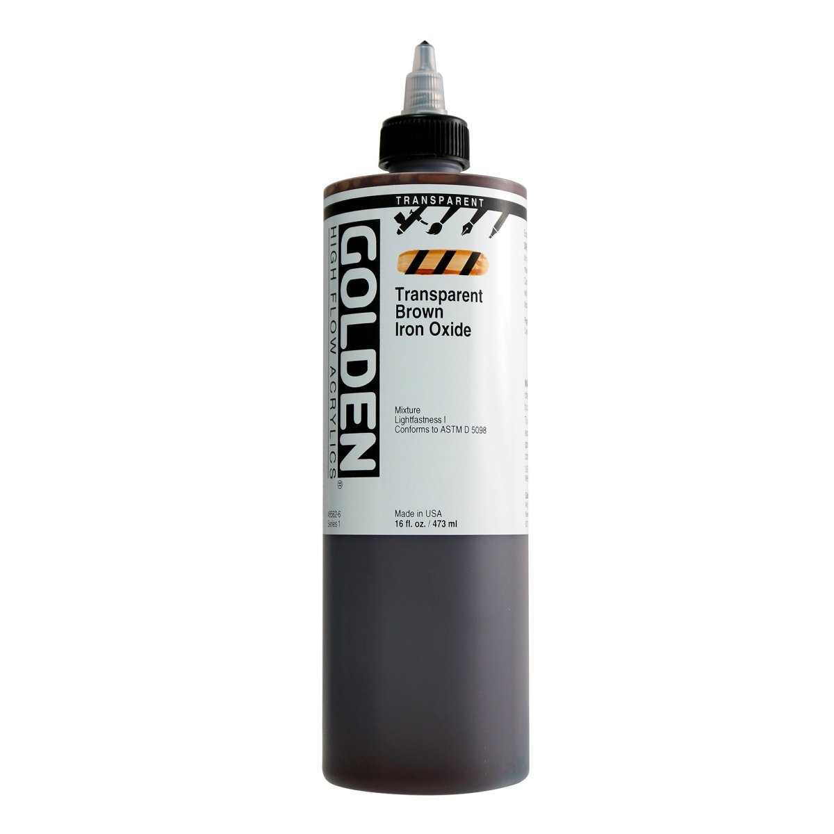 Golden High Flow Acrylic Transparent Brown Iron Oxide 16 oz - The Merri Artist - merriartist.com