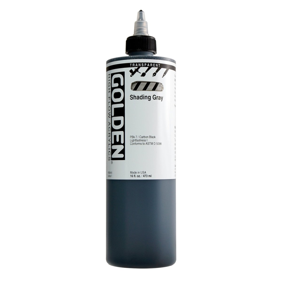 Golden High Flow Acrylic Transparent Shading Gray 16 oz - The Merri Artist - merriartist.com