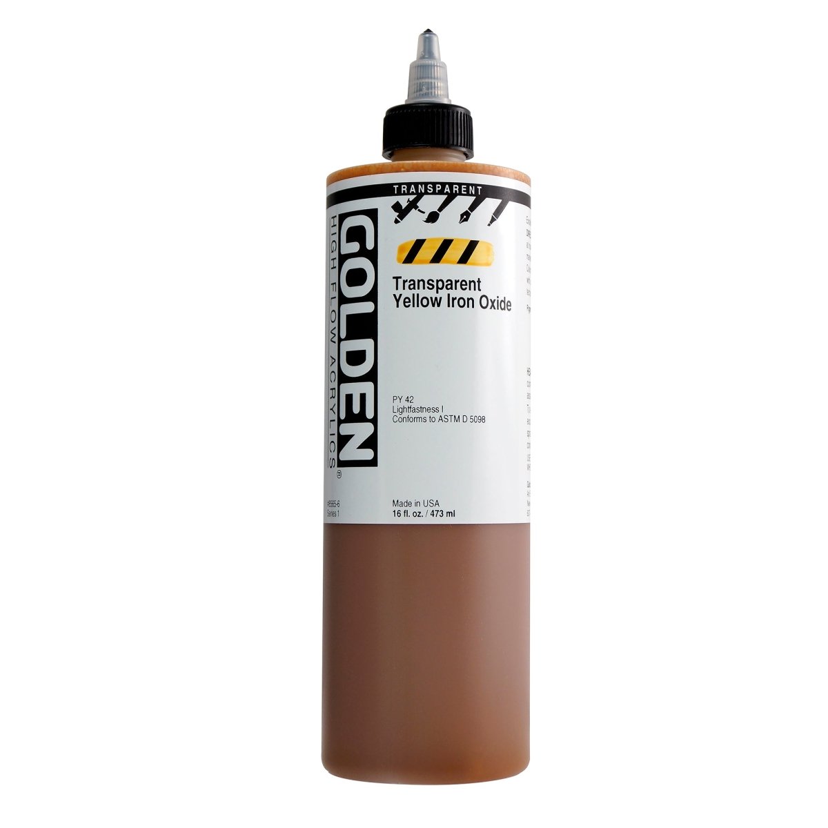 Golden High Flow Acrylic Transparent Yellow Iron Oxide 16 oz - The Merri Artist - merriartist.com