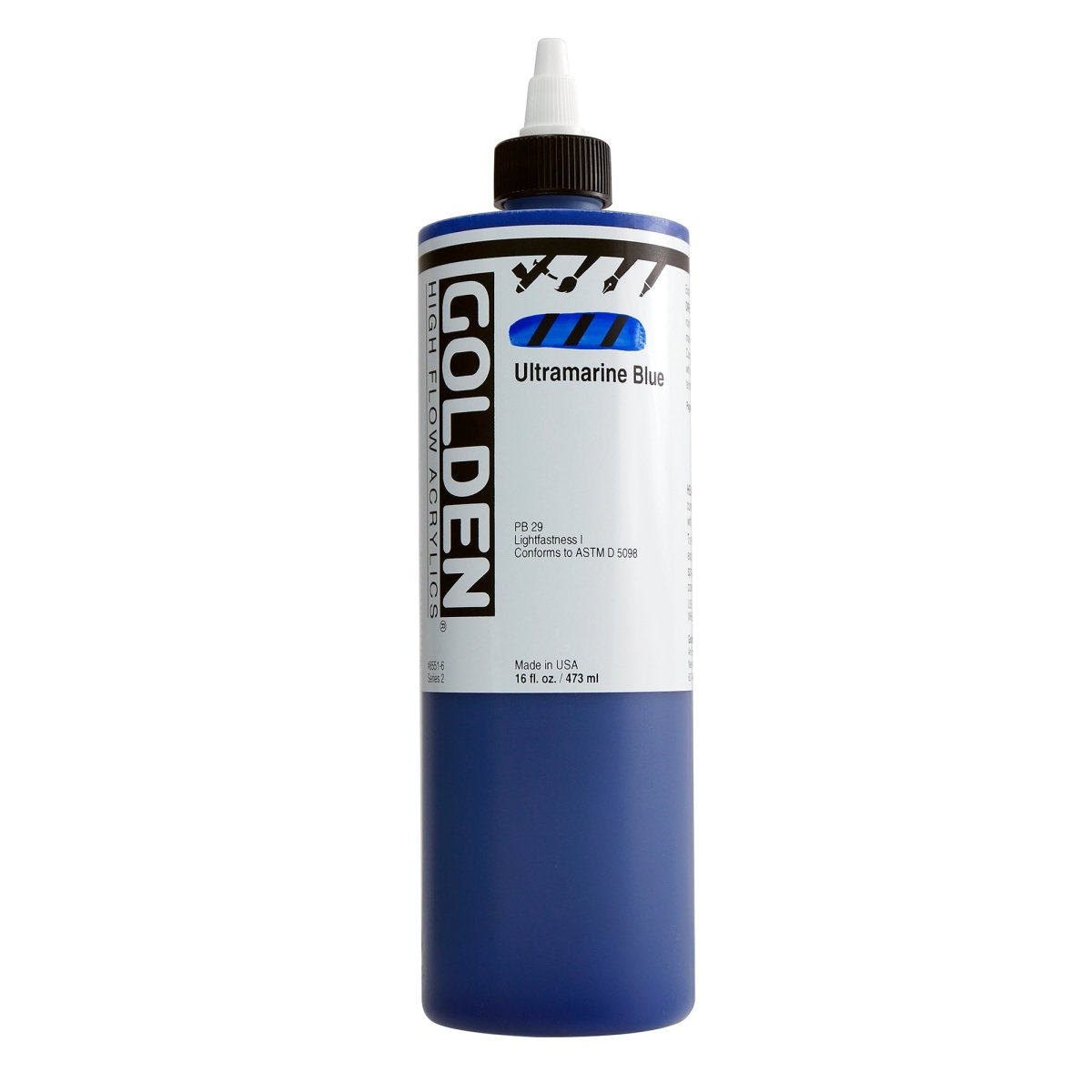 Golden High Flow Acrylic Ultramarine Blue 16 oz - The Merri Artist - merriartist.com