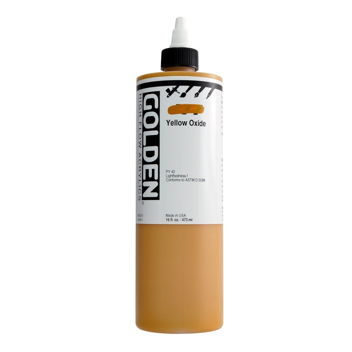 Golden High Flow Acrylic Yellow Oxide 16 oz - The Merri Artist - merriartist.com