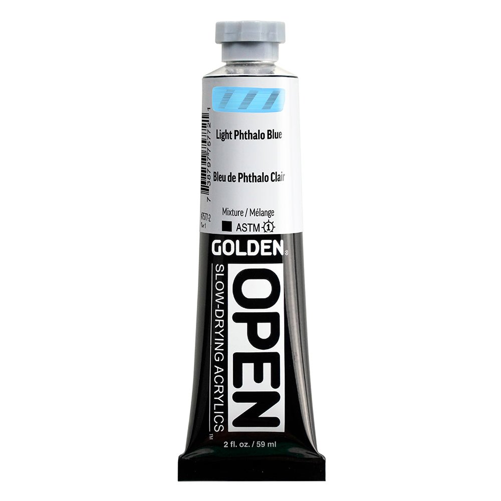 Golden OPEN Acrylic OPEN Light Phthalo Blue 2 fl. oz. / 59ml - The Merri Artist - merriartist.com