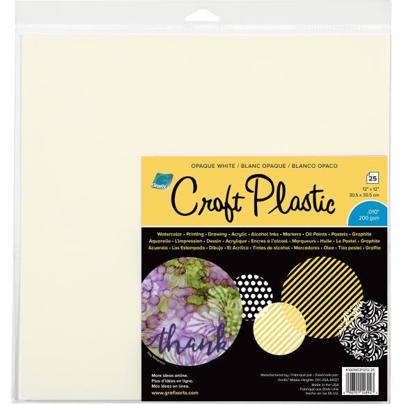 Grafix Craft Plastic Sheets 12x12 inch Opaque White - .010" (200 gsm) - 25 Pack - The Merri Artist - merriartist.com