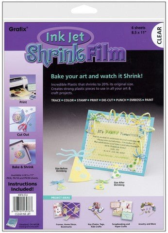 Grafix Inkjet Shrink Film - Clear 8.5x11 inch - 6 Sheets - The Merri Artist - merriartist.com