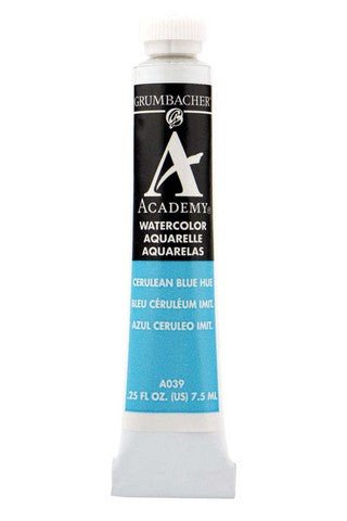 Grumbacher Academy Watercolors - Cerulean Blue - 7.5ml Tube - The Merri Artist - merriartist.com