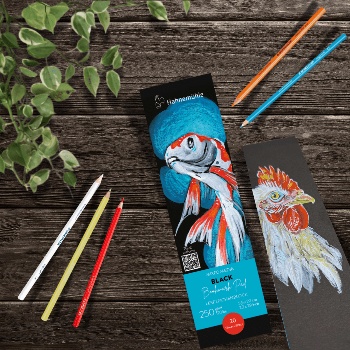 Hahnemuehle Mix Media Black Bookmark Pad - 250gsm, 20 sheet pad - The Merri Artist - merriartist.com