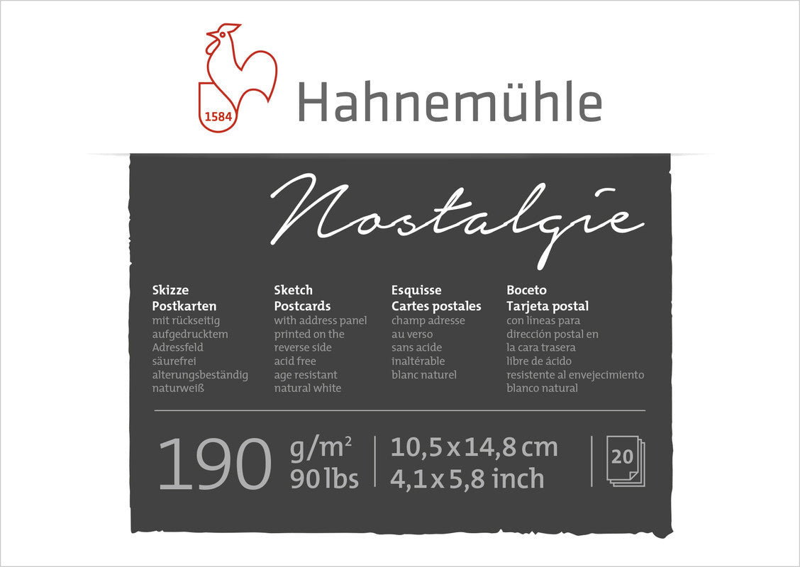 Hahnemuhle Nostaglie Sketch Postcard Pad 190gsm 4.13 x 5.77in 20 sheet pad - The Merri Artist - merriartist.com