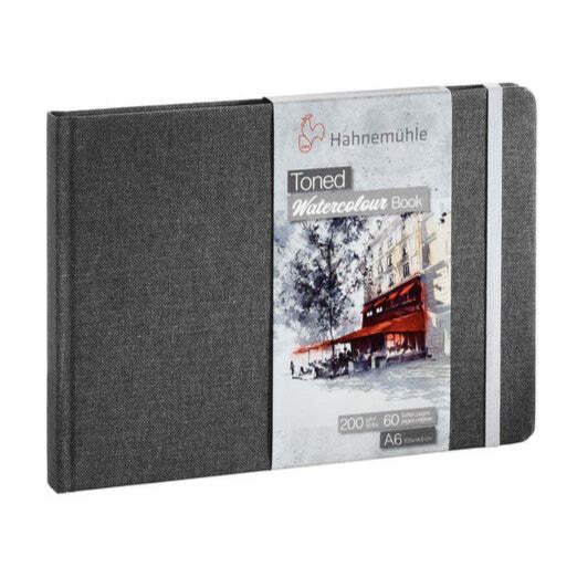 Hahnemuhle Toned Watercolor Book A6 (4 - 1/8" x 5 - 7/8") Landscape - Gray - The Merri Artist - merriartist.com