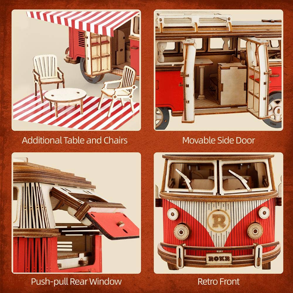 Hands Craft - 3D Wooden Puzzle: Camper Van - The Merri Artist - merriartist.com
