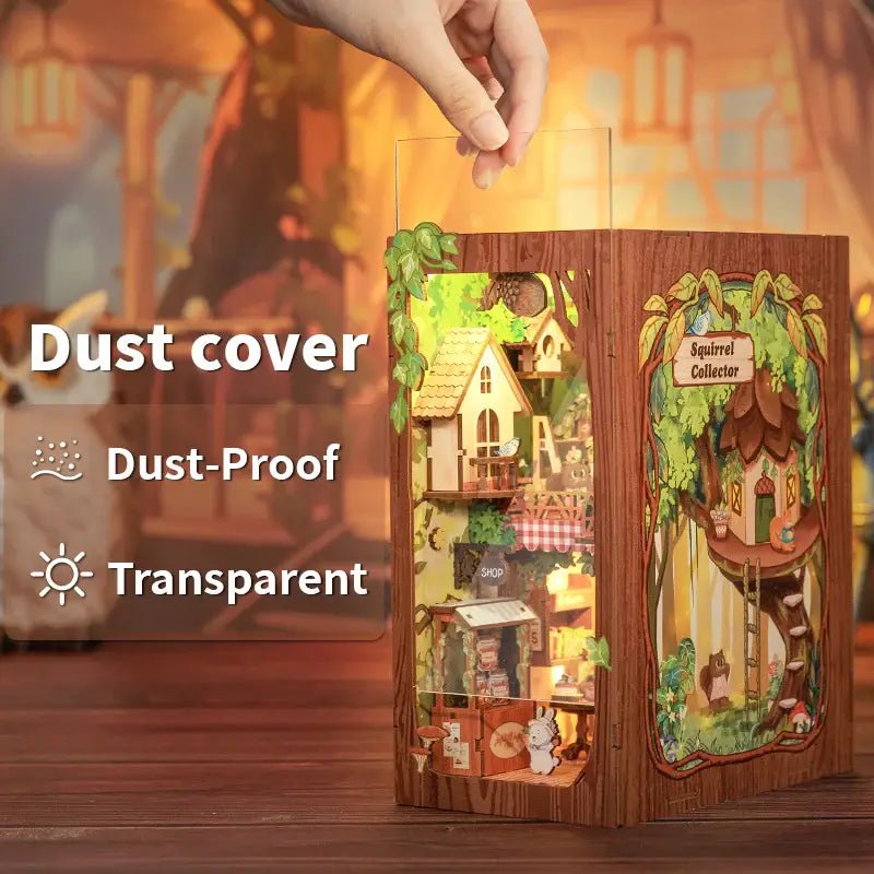 Hands Craft - DIY Book Nook Kit: Squirrel Collector with Dust Cover - The Merri Artist - merriartist.com