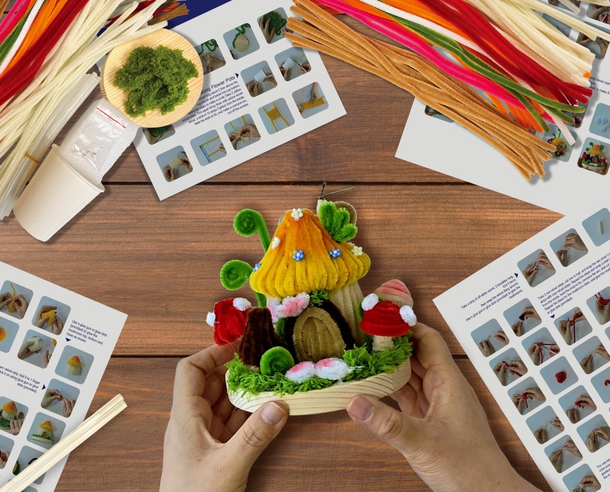 Hands Craft - DIY Chenille Kit – Mushroom House - The Merri Artist - merriartist.com