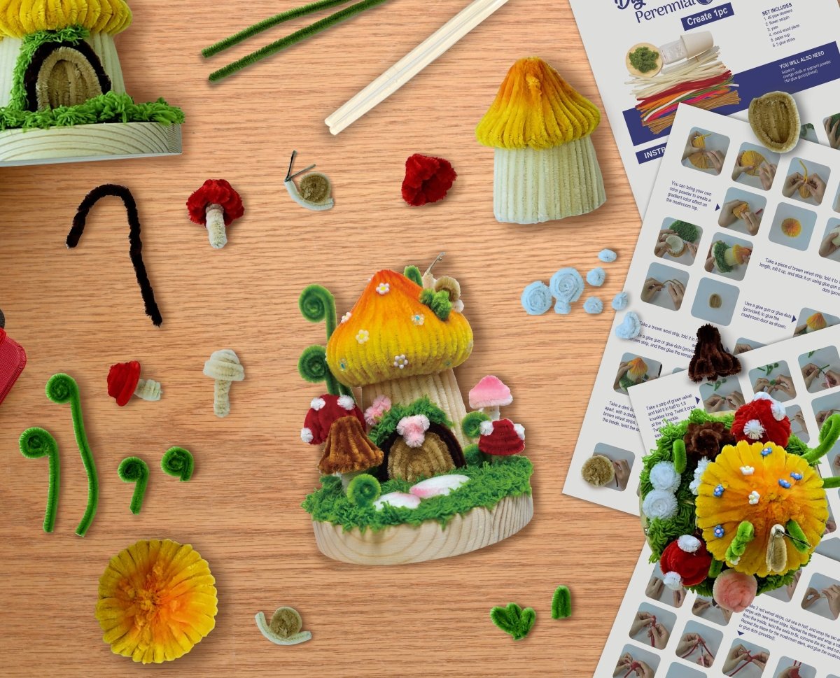 Hands Craft - DIY Chenille Kit – Mushroom House - The Merri Artist - merriartist.com