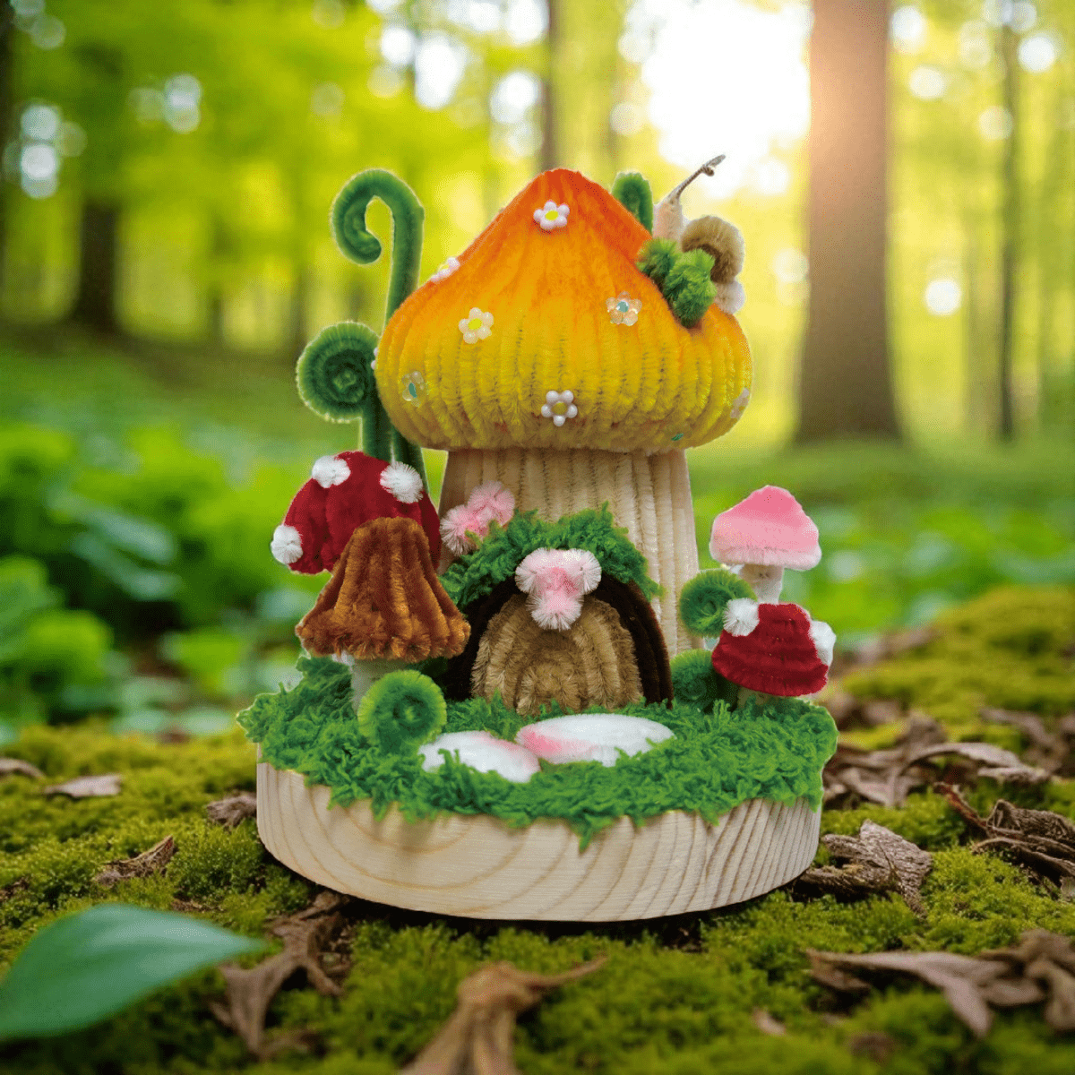 Hands Craft - DIY Chenille Kit – Mushroom House - The Merri Artist - merriartist.com