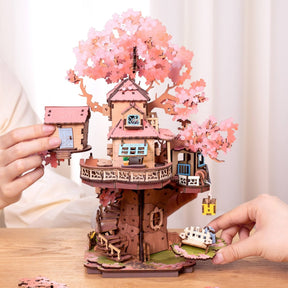 Hands Craft - DIY Wooden Puzzle: Sakura Tree House - The Merri Artist - merriartist.com
