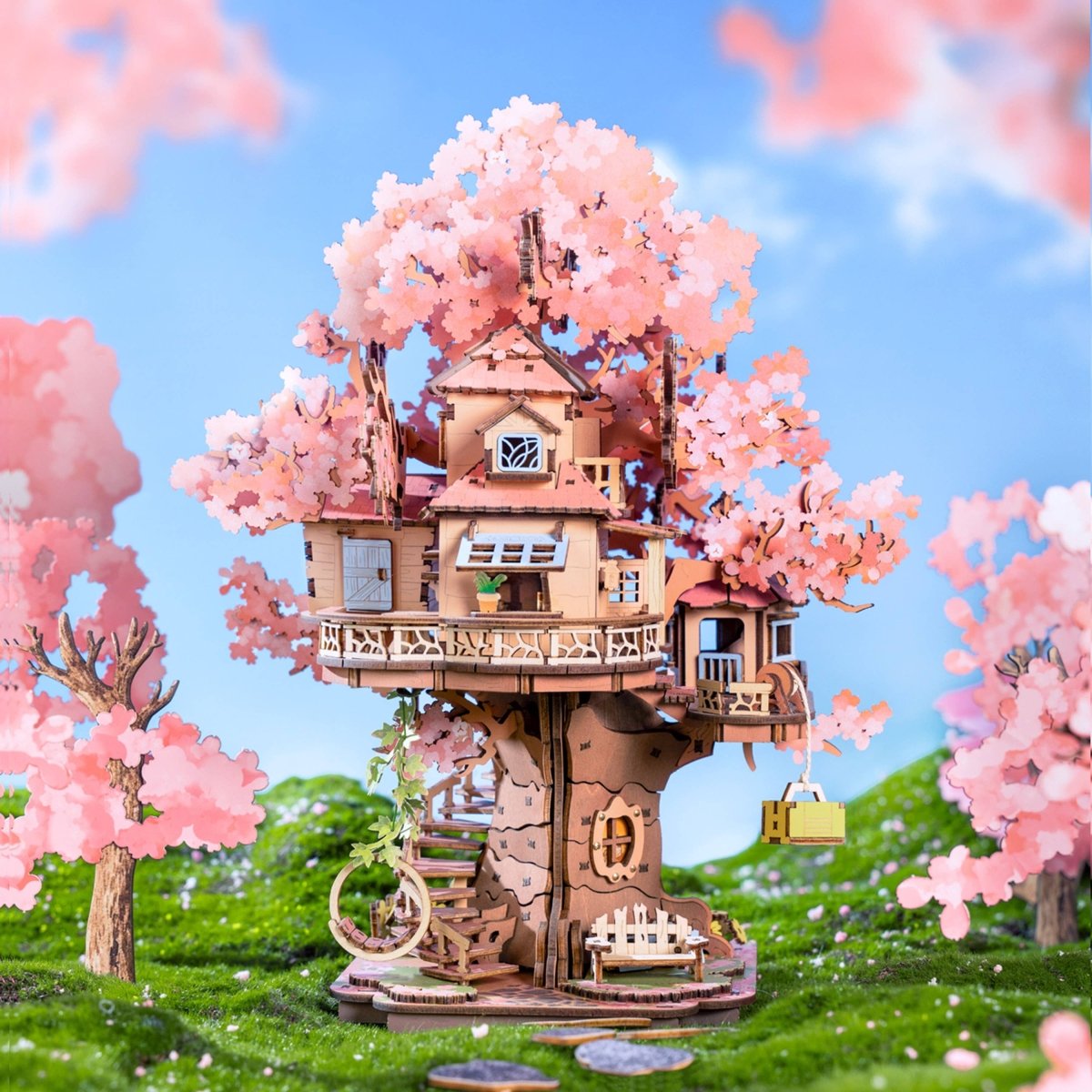 Hands Craft - DIY Wooden Puzzle: Sakura Tree House - The Merri Artist - merriartist.com