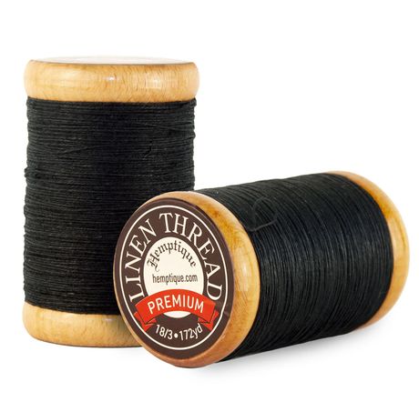 Hemptique Flax Linen Thread 0.6MM - Black (1 spool, 172 yards) - The Merri Artist - merriartist.com
