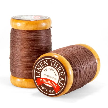 Hemptique Flax Linen Thread 0.6MM - Brown (1 spool, 172 yards) - The Merri Artist - merriartist.com