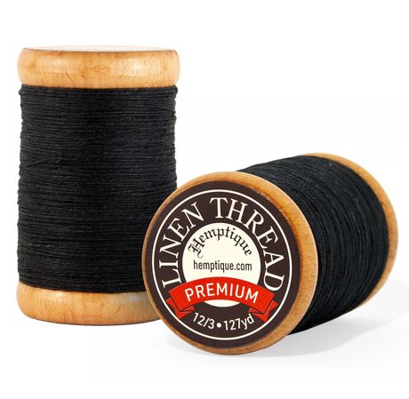 Hemptique Flax Linen Thread 1MM - Black (1 spool, 127 yards) - The Merri Artist - merriartist.com