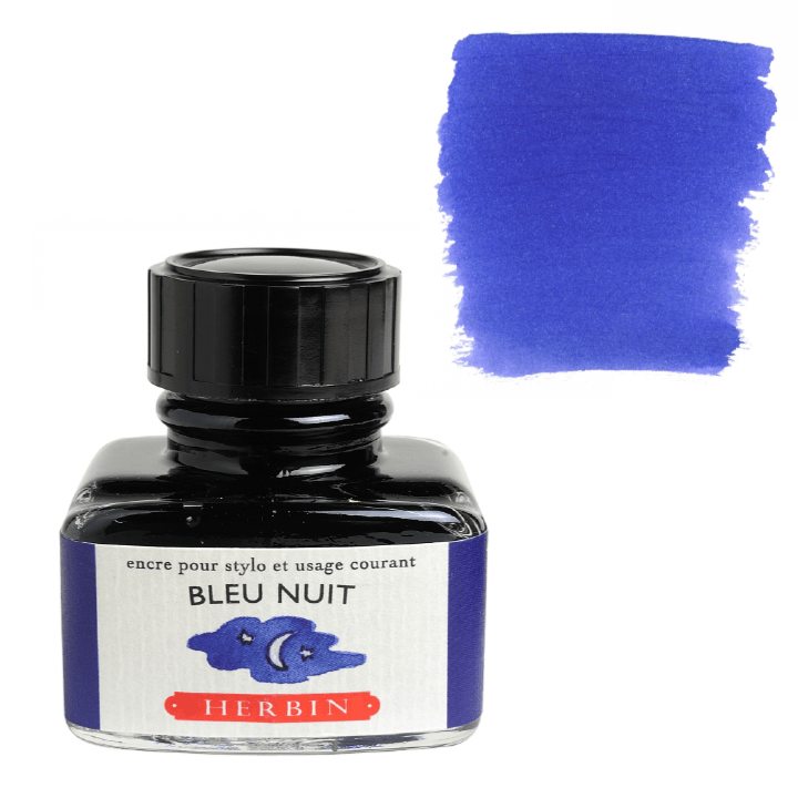 Herbin Fountain Pen Ink 30ml Bottle - Bleu Nuit (Midnight Blue) - The Merri Artist - merriartist.com