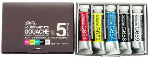 Holbein Artists Gouache 5 Color Mixing Set (15 ml Tubes) - The Merri Artist - merriartist.com