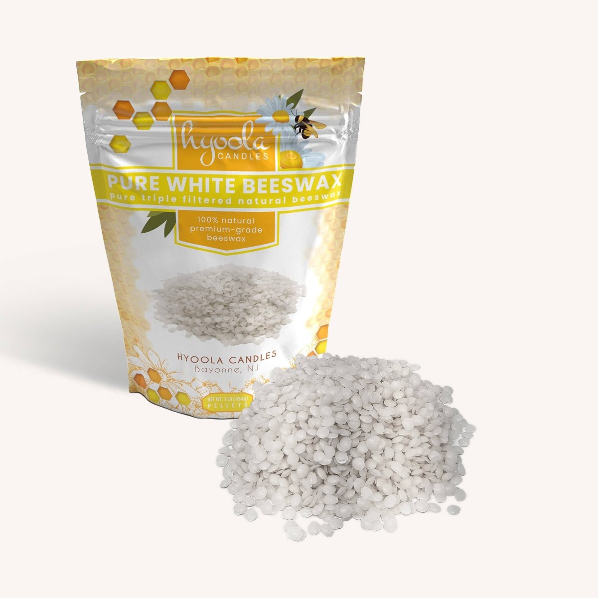 Hyoola Candles - White Beeswax Pellets - 1 Pound - The Merri Artist - merriartist.com