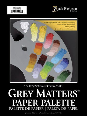 Jack Richeson Grey Matters Paper Palette - 50 Sheets - 9X12 - The Merri Artist - merriartist.com