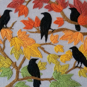 Jessica Long Embroidery - Autumn Birds Embroidery Kit - Grey - blue - The Merri Artist - merriartist.com