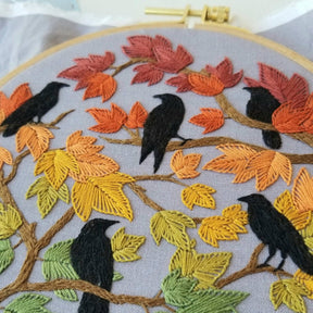 Jessica Long Embroidery - Autumn Birds Embroidery Kit - Grey - blue - The Merri Artist - merriartist.com