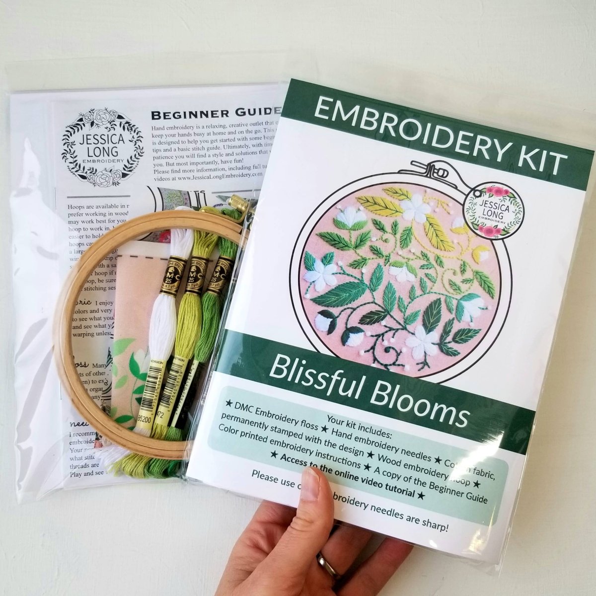 Jessica Long Embroidery - Blissful Blooms Beginner Embroidery Kit - The Merri Artist - merriartist.com