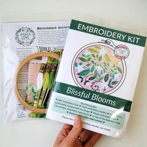 Jessica Long Embroidery - Blissful Blooms Beginner Embroidery Kit - The Merri Artist - merriartist.com
