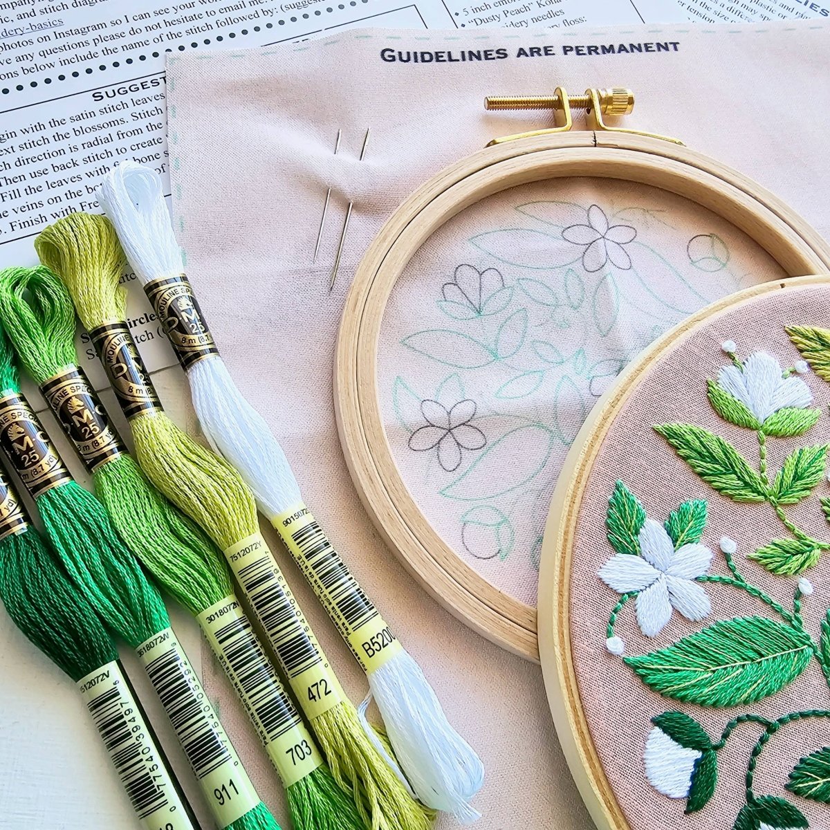 Jessica Long Embroidery - Blissful Blooms Beginner Embroidery Kit - The Merri Artist - merriartist.com