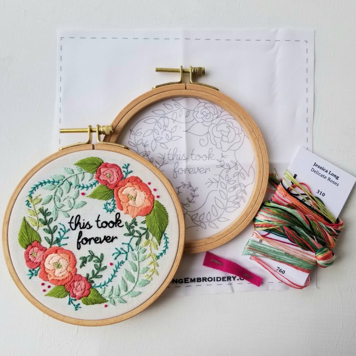 Jessica Long Embroidery - Delicate Roses Beginner Embroidery Kit - The Merri Artist - merriartist.com