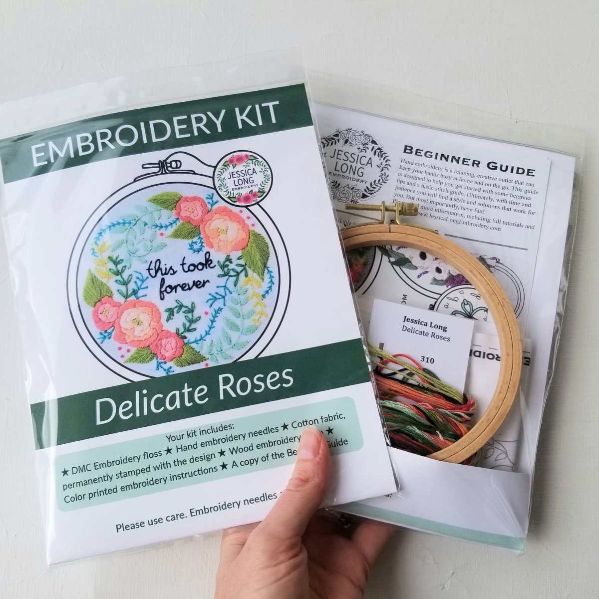 Jessica Long Embroidery - Delicate Roses Beginner Embroidery Kit - The Merri Artist - merriartist.com