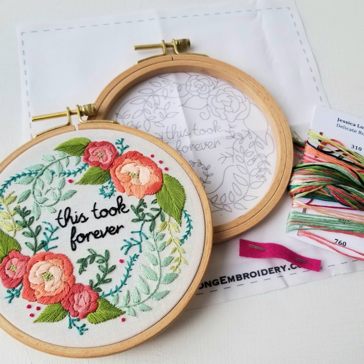 Jessica Long Embroidery - Delicate Roses Beginner Embroidery Kit - The Merri Artist - merriartist.com