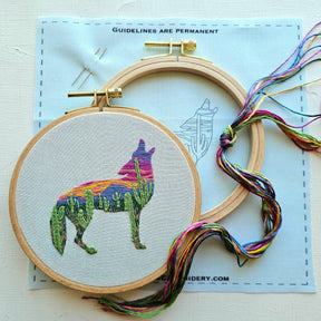 Jessica Long Embroidery - Desert Coyote Embroidery Kit - The Merri Artist - merriartist.com