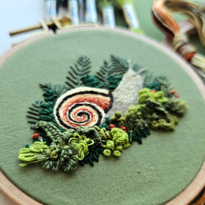 Jessica Long Embroidery - Forest Snail Intermediate Embroidery Kit - The Merri Artist - merriartist.com