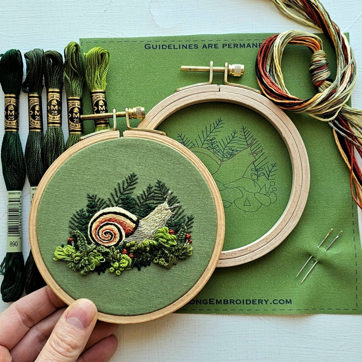 Jessica Long Embroidery - Forest Snail Intermediate Embroidery Kit - The Merri Artist - merriartist.com