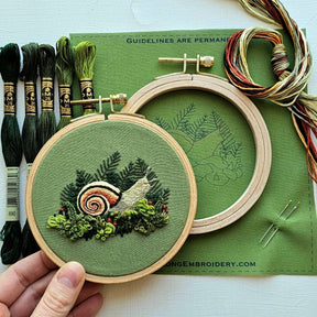 Jessica Long Embroidery - Forest Snail Intermediate Embroidery Kit - The Merri Artist - merriartist.com