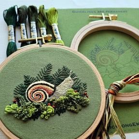 Jessica Long Embroidery - Forest Snail Intermediate Embroidery Kit - The Merri Artist - merriartist.com