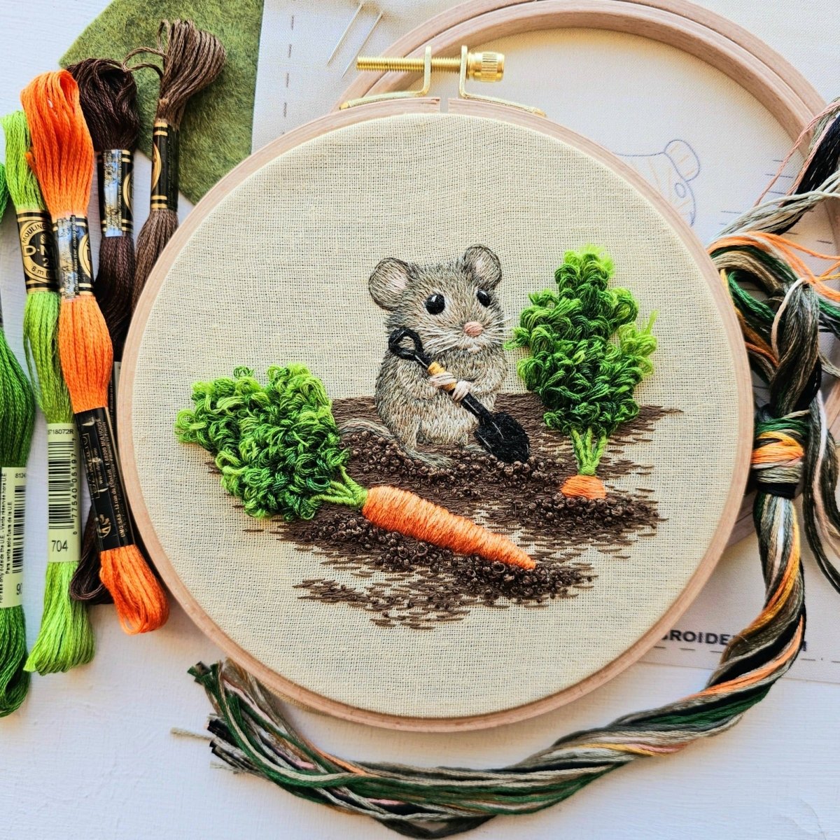 Jessica Long Embroidery - Garden Mouse Embroidery Kit - The Merri Artist - merriartist.com