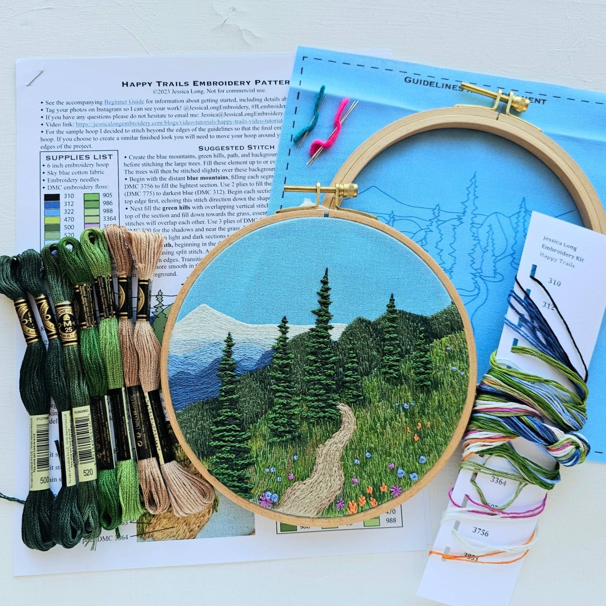 Jessica Long Embroidery - "Happy Trails" Landscape Embroidery Kit - The Merri Artist - merriartist.com