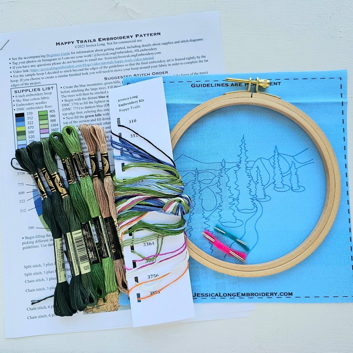 Jessica Long Embroidery - "Happy Trails" Landscape Embroidery Kit - The Merri Artist - merriartist.com
