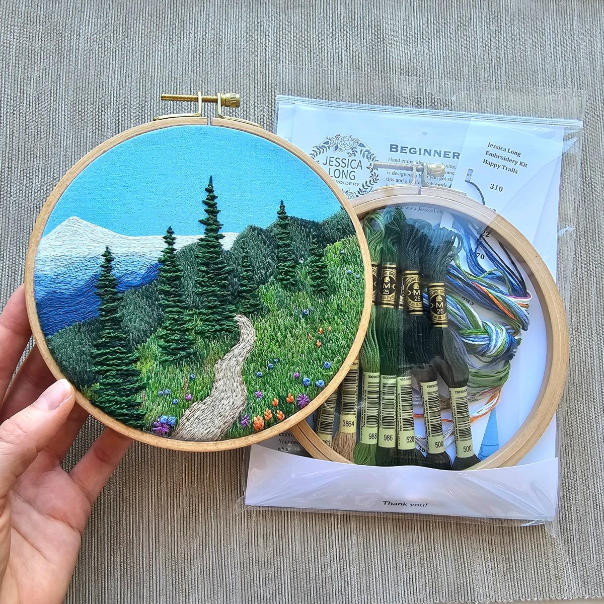 Jessica Long Embroidery - "Happy Trails" Landscape Embroidery Kit - The Merri Artist - merriartist.com